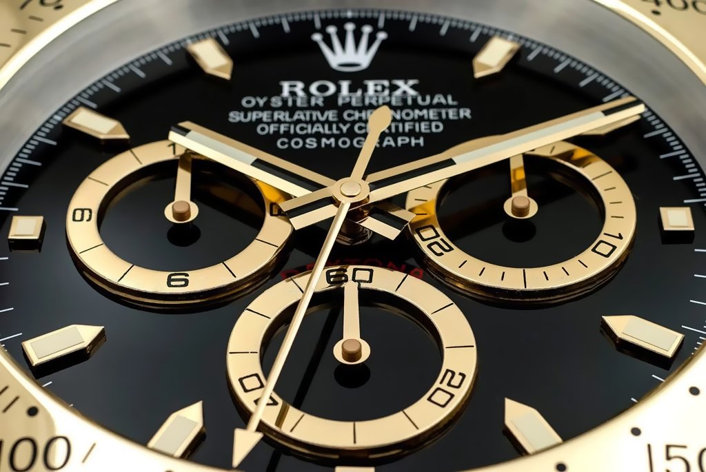 Rolex Daytona Gold & Black Wall Clock