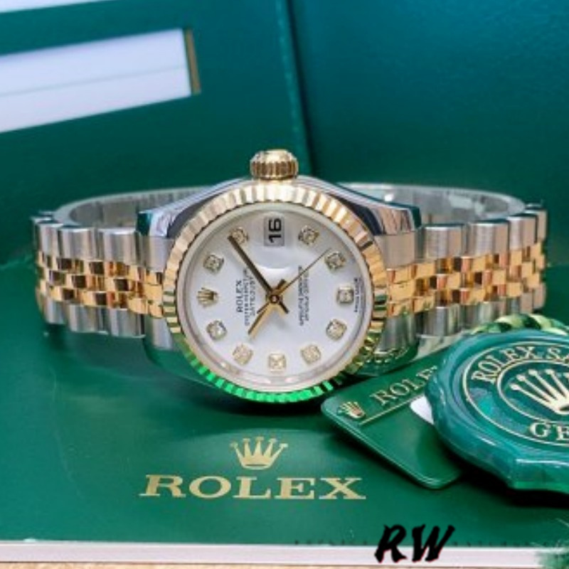 Rolex Datejust 179173 White Diamond Dial Fluted Bezel 26MM Lady Replica Watch