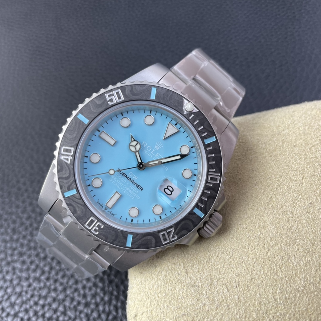 Rolex Submariner Sandblasted DIWF Edition Carbon Bezel  Ice Blue Dial