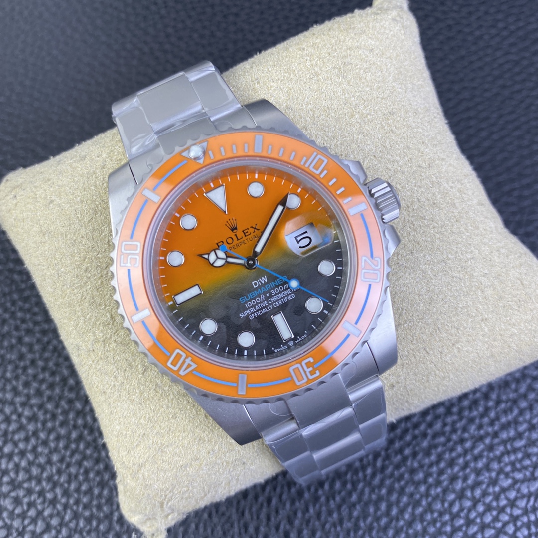 Rolex Submariner DIW Persimmon Orange Black Dial Ceramic Orange Bezel