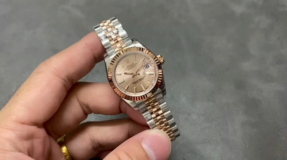 Rolex Datejust 28 Stainless Steel and Everose Gold 279171 0023 Rose Index Jubilee Lady Watch