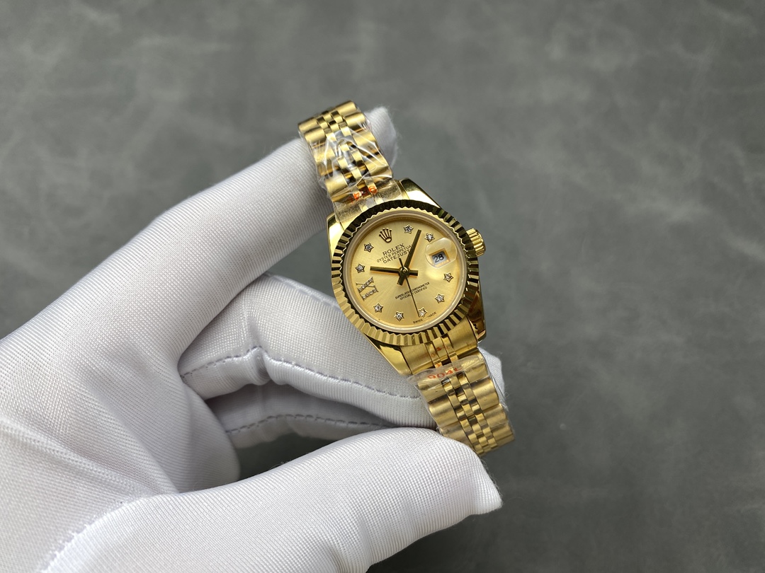 Rolex Datejust 279178 Champagne Diamond Dial Fluted Bezel 28mm Lady Replica Watch