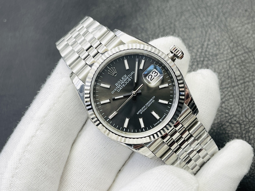 Rolex Datejust 126234 Fluted Bezel Black Index Dial 36MM Unisex Replica Watch