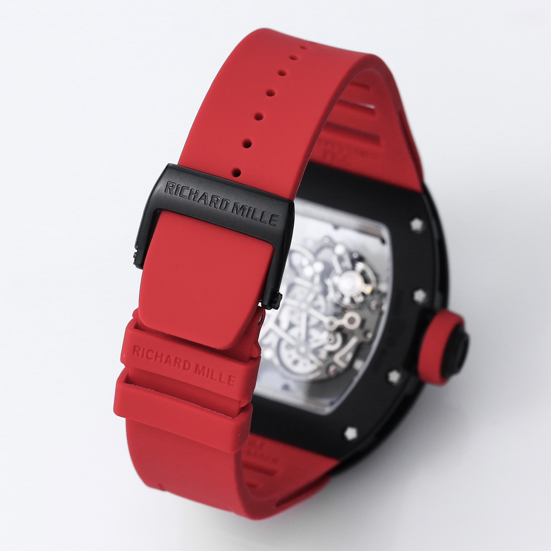 Richard Miller RM 055 RMUL2 NTPT Carbon Fiber Red Rubber Strap