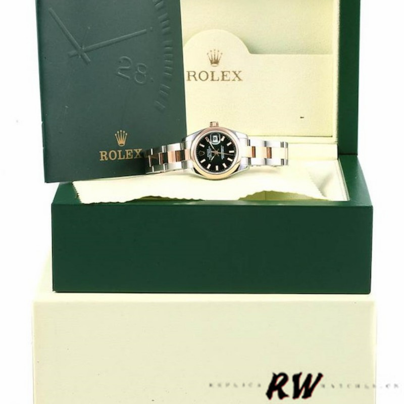 Rolex Datejust 179161 Stainless Steel and Everose Gold Black Index Dial 26MM Lady Replica Watch