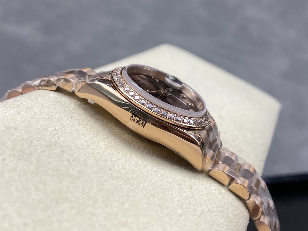 Rolex Datejust 28mm Everose Gold 279135RBR 0001 Chocolate 17 Diamond President Lady