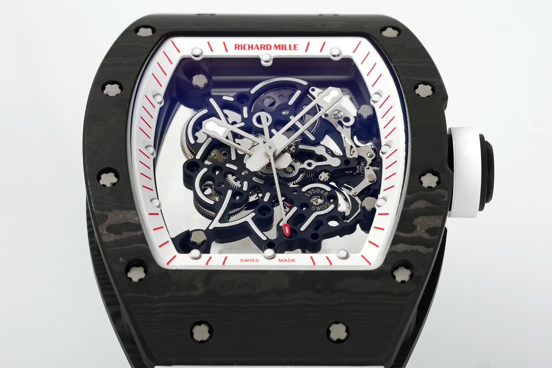 Richard Miller RM 055 RMUL2 NTPT Carbon Fiber White Rubber Strap