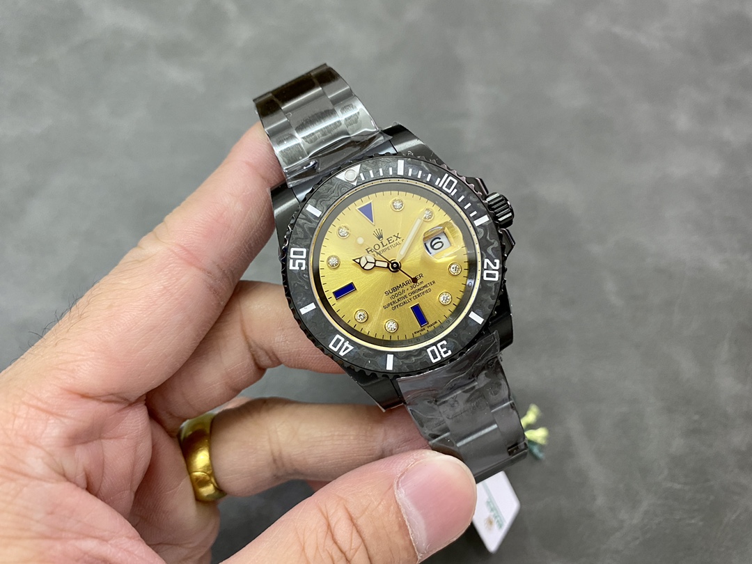 Rolex Submariner Diw 116610 PVD-DLC Stainless Steel Carbon Fiber Bezel Champagne Dial
