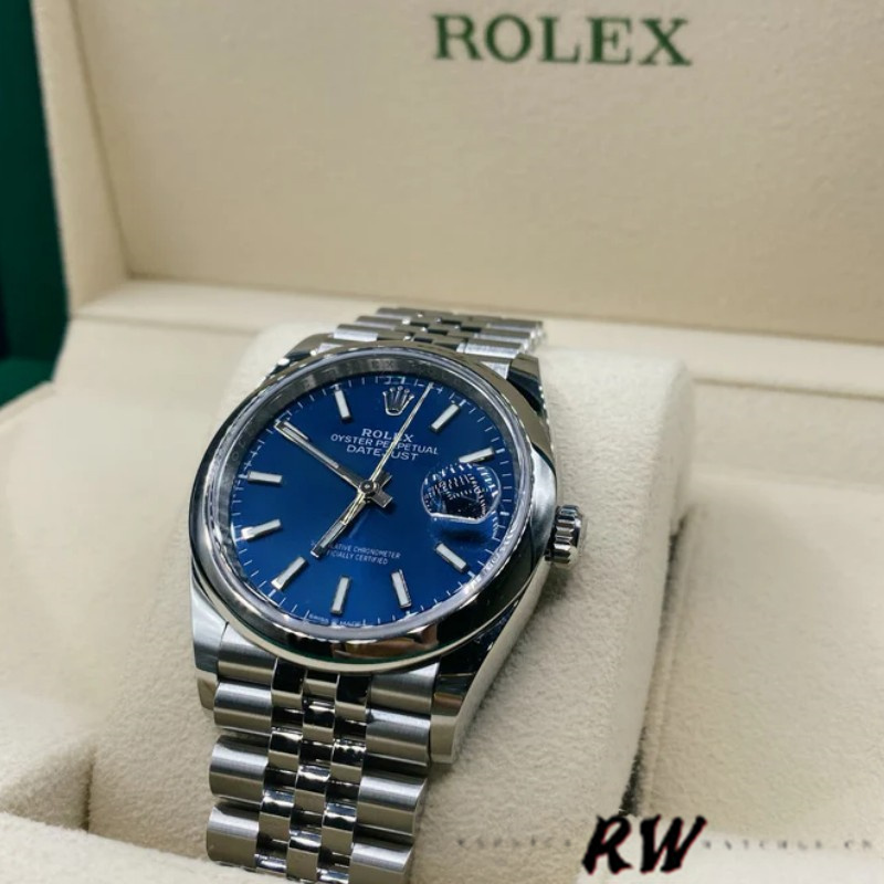 Rolex Datejust 126200 Blue Index Dial Jubilee Stainless Steel 36MM Unisex Replica Watch
