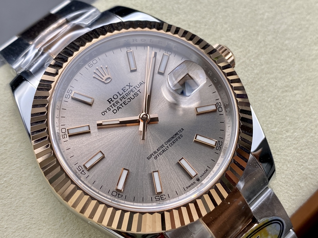 Rolex Datejust 41mm Two Tone Rose Gold Sundust Index Dial 126331 0009