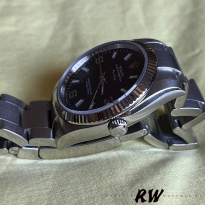 Rolex Oyster Perpetual Air-King 114234 Blue Dial fluted white gold bezel 34mm Unisex replica watch