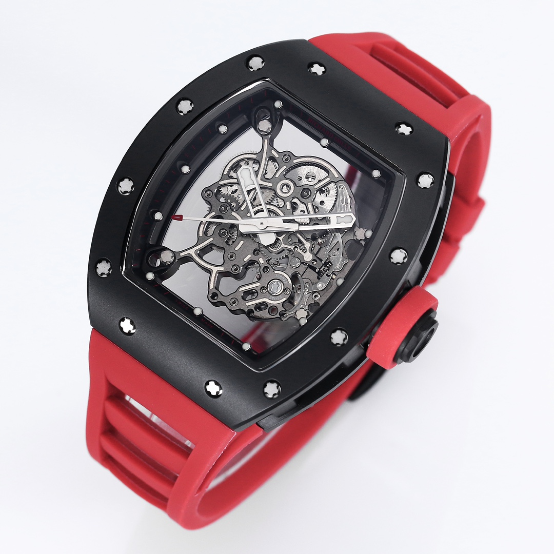 Richard Miller RM 055 RMUL2 NTPT Carbon Fiber Red Rubber Strap