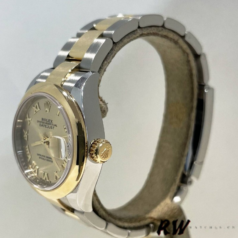 Rolex Datejust 279163 Champagne Roman Numeral Dial Domed Bezel 28mm Lady Replica Watch