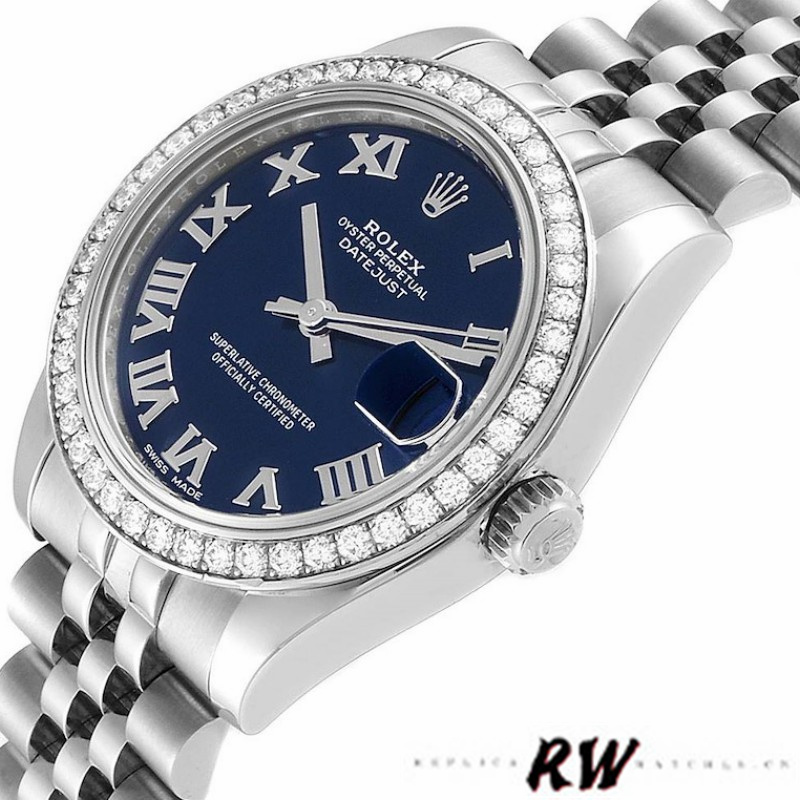 Rolex Datejust 178384 Stainless Steel Blue Roman Dial 31MM Lady Replica Watch