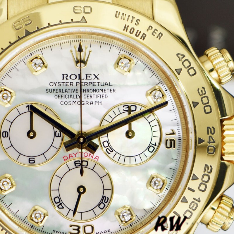 Rolex Daytona 116518 MOP Diamond Dial Yellow Gold 40mm Mens Replica Watch