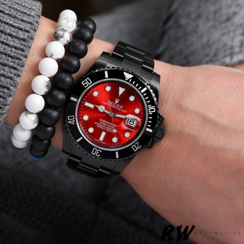 Rolex Submariner Date 116610LN Red Dial Black PVD/DLC Stainless Steel 40MM Mens Replica Watch