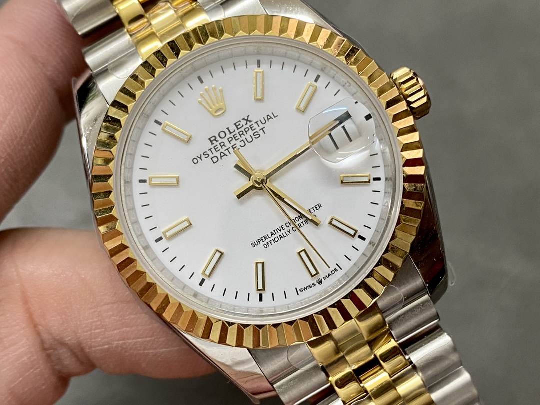 Rolex Datejust m126233 0019 White Index Dial Fluted Bezel 36MM Unisex Replica Watch