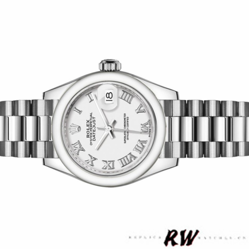 Rolex Datejust 279166 White Roman Numeral Dial Domed Bezel 28mm Lady Replica Watch