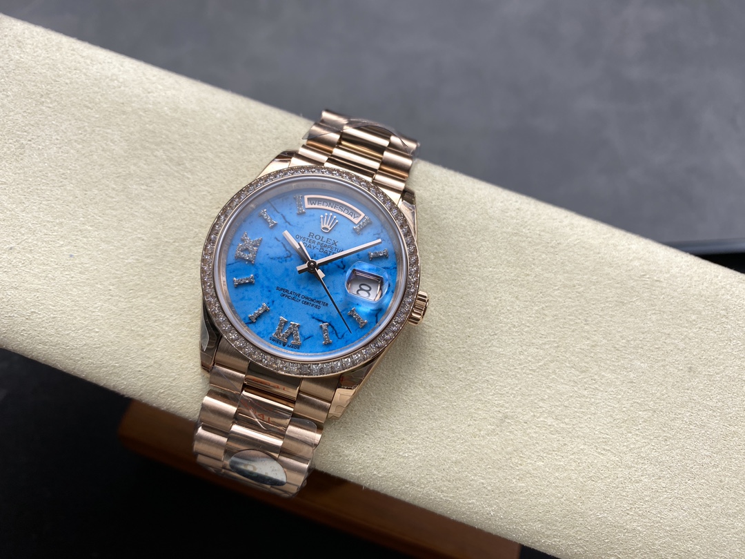 Rolex Day Date Oyster 36 mm Everose Gold Diamonds Bezel M128345RBR 0068