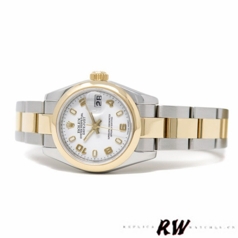 Rolex Datejust 179163 White Arabic Dial Domed Dezel 26MM Lady Replica Watch