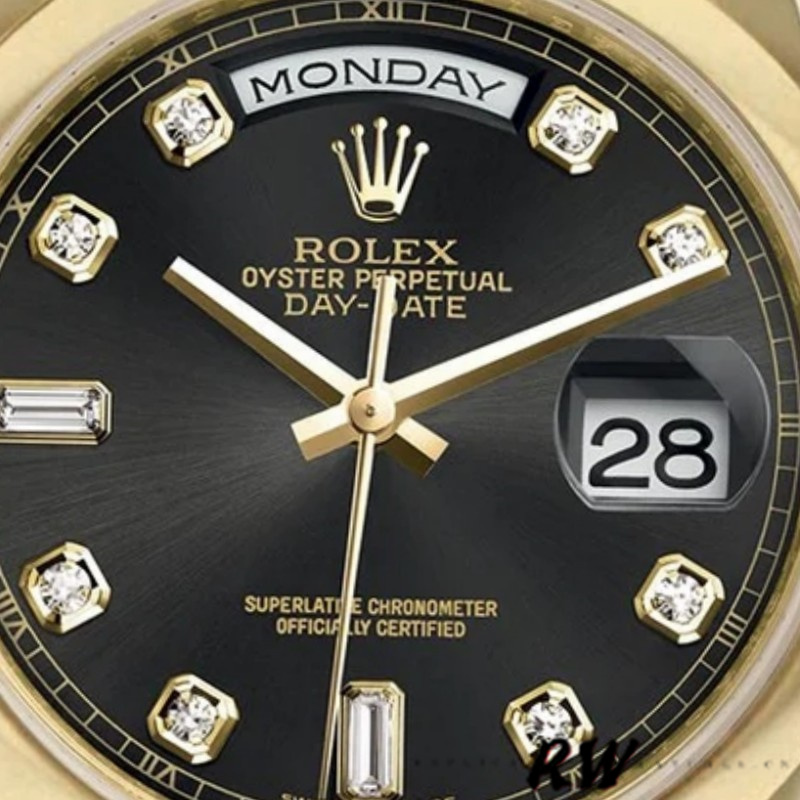 Rolex Day-Date 118208 Black Diamond Dial 36mm Unisex Replica Watch