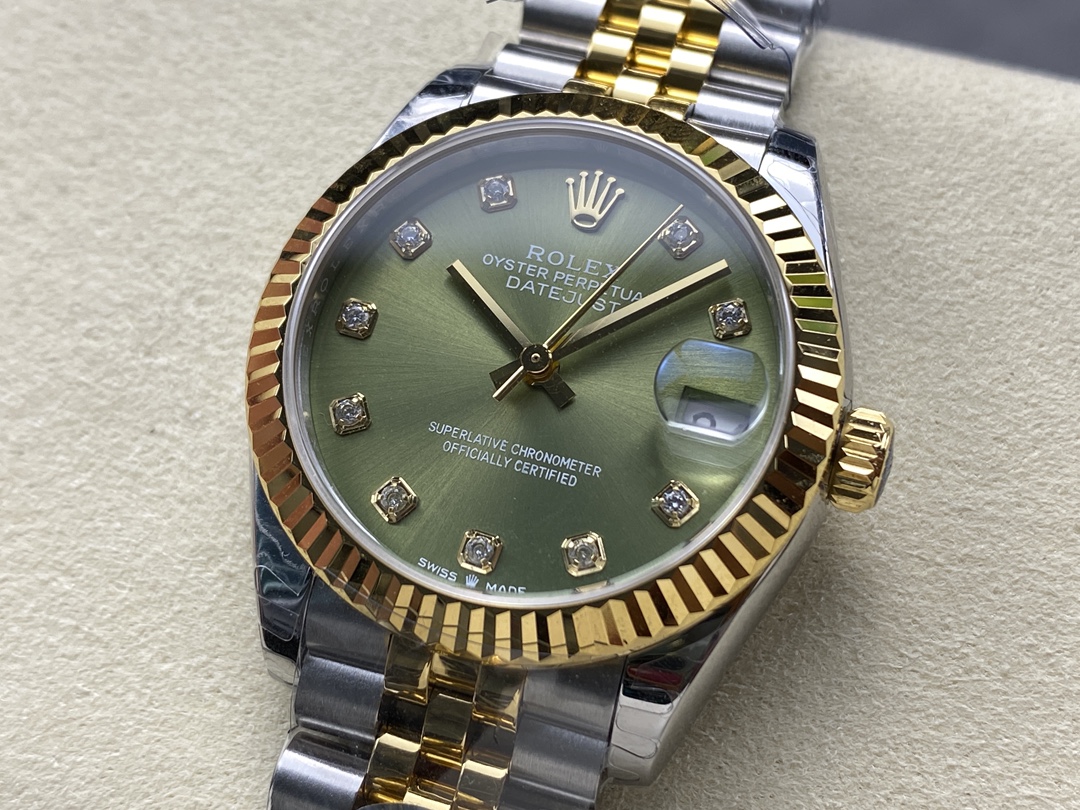 Rolex Datejust 31mm Stainless Steel and Yellow Gold 278273 0003 Green Jubilee