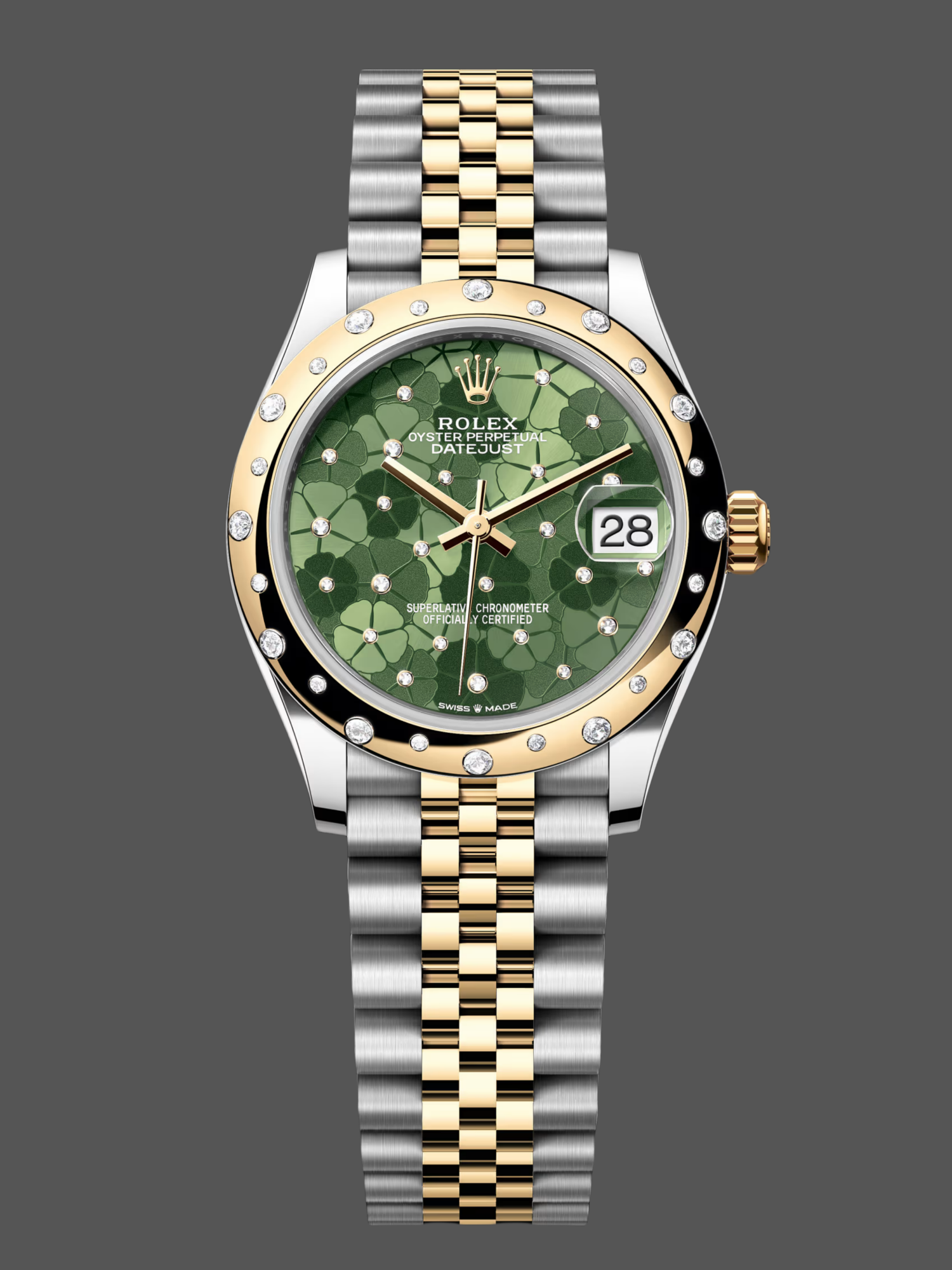 Rolex Datejust 31mm 278343RBR 0032 Green Floral Motif Dial Yellow Rolesor Jubilee Ladies Watch