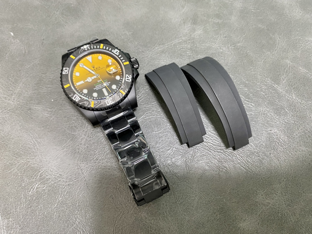 Rolex Submariner 116610 PVD-DLC Stainless Steel Carbon Fiber Bezel Yellow & Black Dial