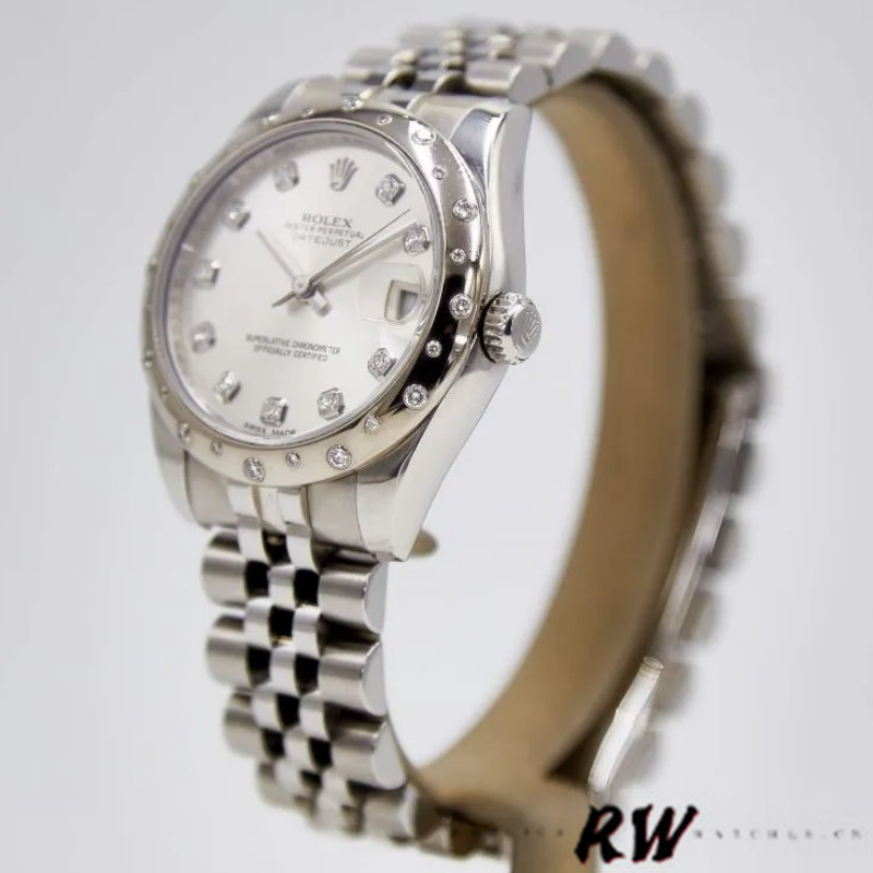 Rolex Datejust 178344 Stainless Steel Silver Diamond Dial 31MM Lady Replica Watch