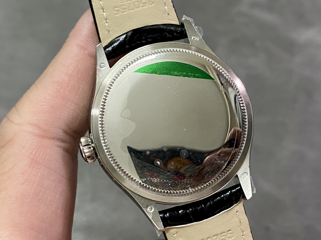 Rolex Cellini Dual Time 50529 Silver Sunburst Dial Black Leather Strap 39mm Mens Replica Watch