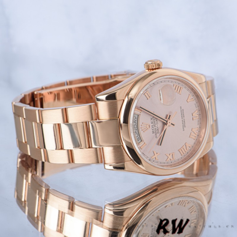 Rolex Day-Date 118205 Rose Gold Pink dial 36mm Unisex Replica Watch