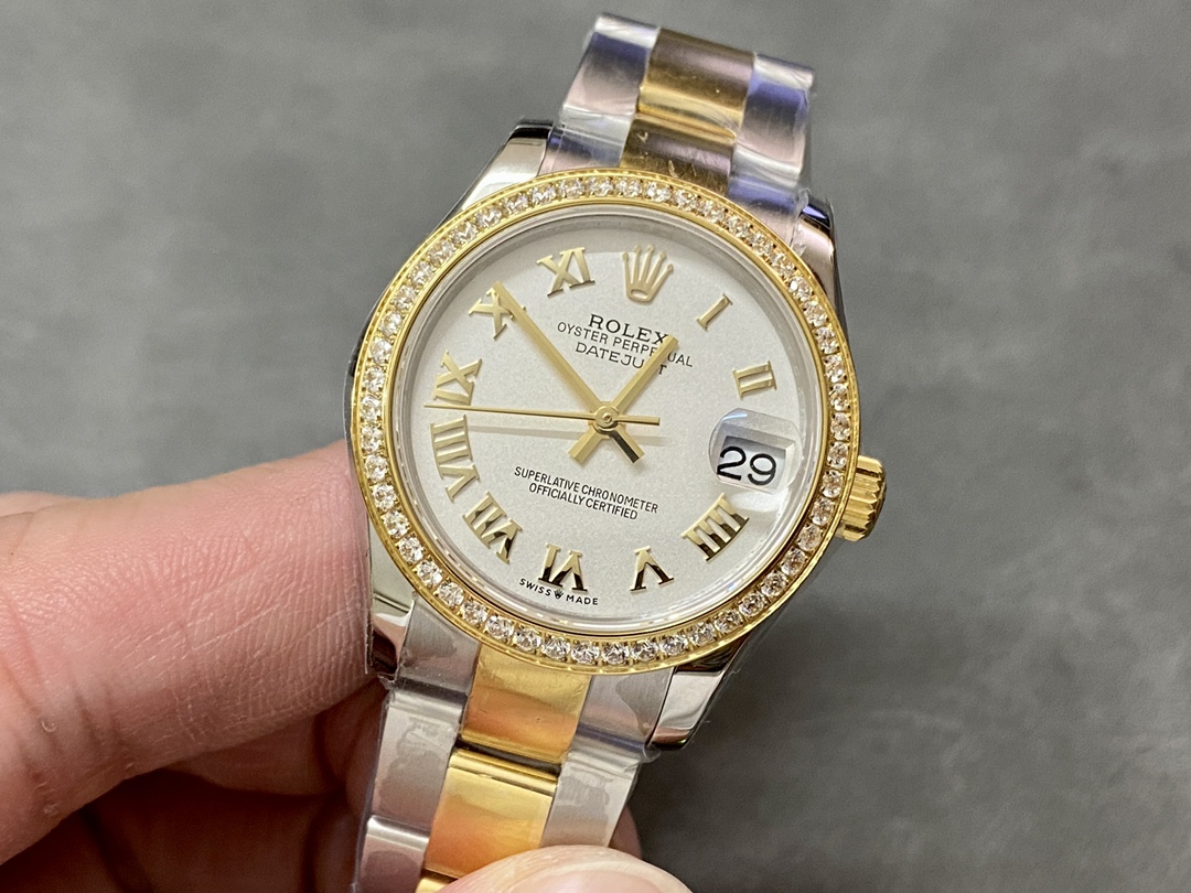 Rolex Datejust 36mm Stainless Steel and Yellow Gold m126283rbr 0016 White Roman Oyster