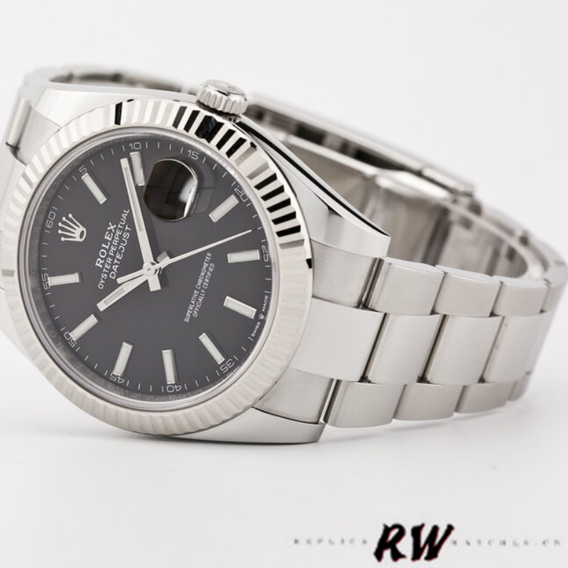 Rolex Datejust m126334 0017 Fluted Bezel Black Dial 41MM Mens Replica Watch
