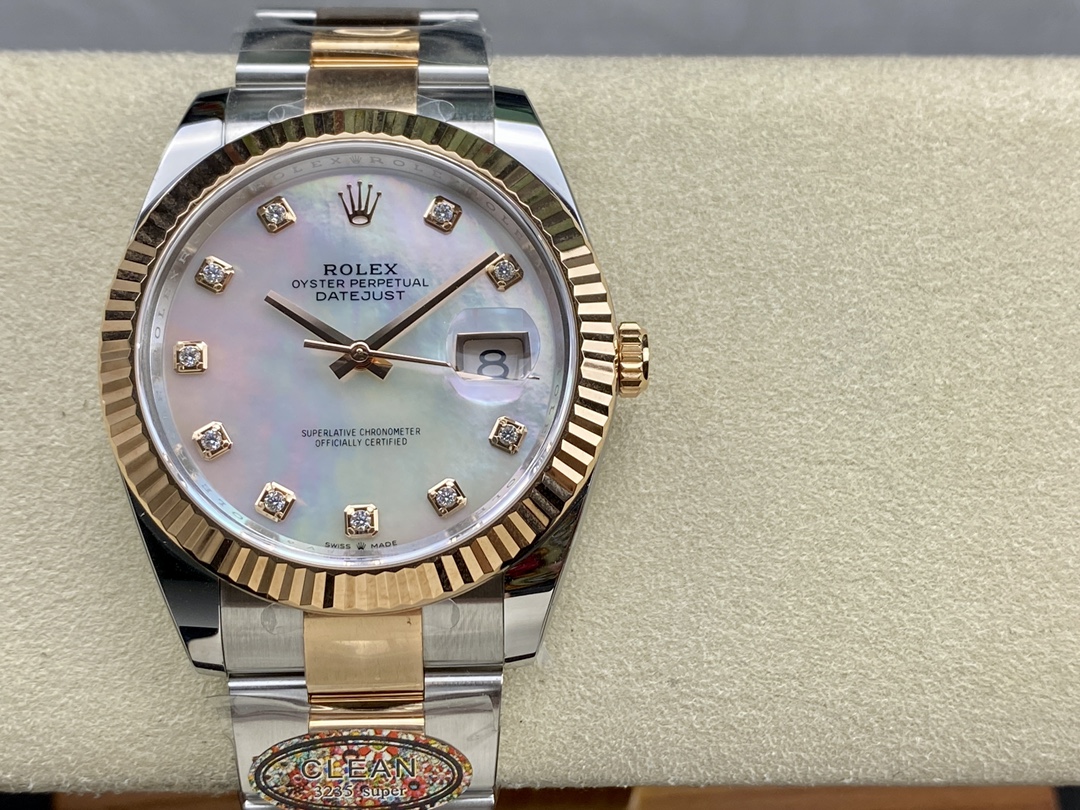 Rolex Datejust 41mm Steel and Yellow Gold 126333 0017 White Mop Diamond Oyster