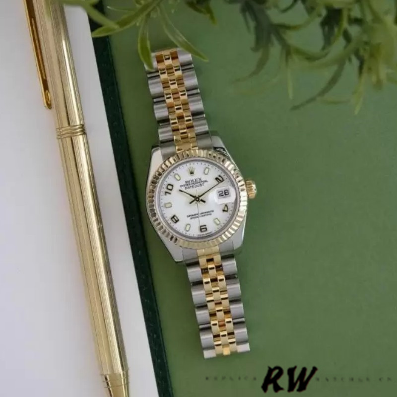 Rolex Datejust 179173 White Arabic Numerals Dial Fluted Bezel 26MM Lady Replica Watch