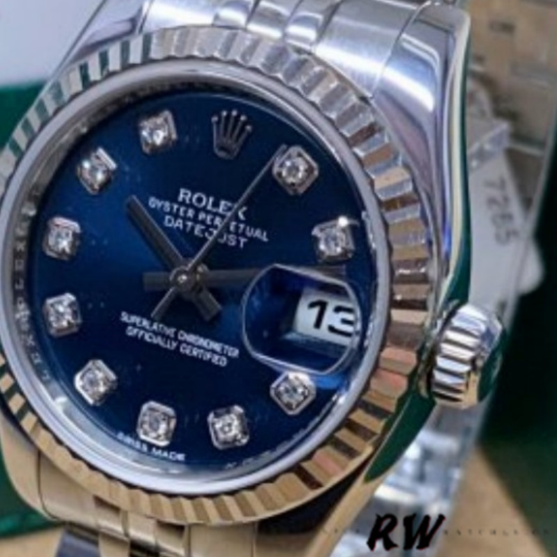 Rolex Datejust 179174 Blue Diamond Dial Fluted Bezel 26MM Lady Replica Watch