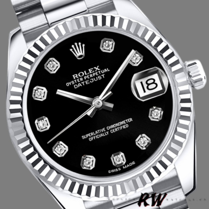 Rolex Datejust m178274 Black Diamond Dial Fluted Bezel 31MM Lady Replica Watch