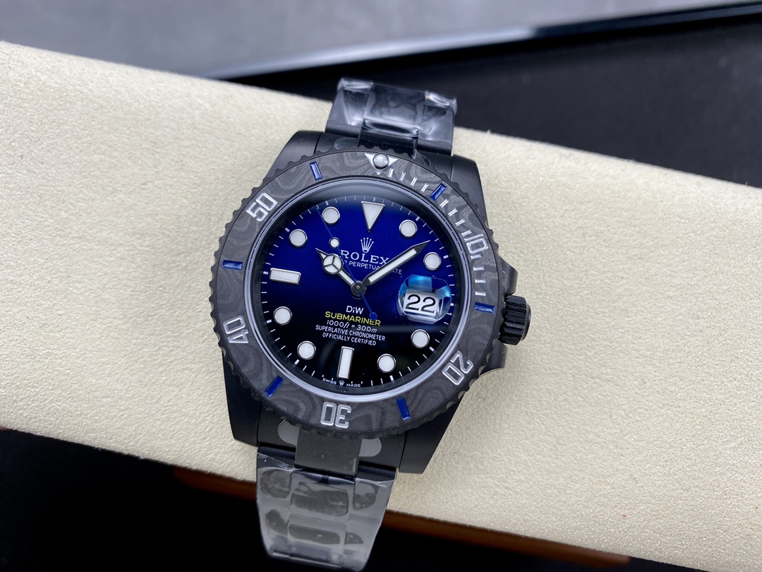 Rolex Submariner Diw 116610 PVD-DLC Stainless Steel Carbon Fiber Bezel Blue Dial