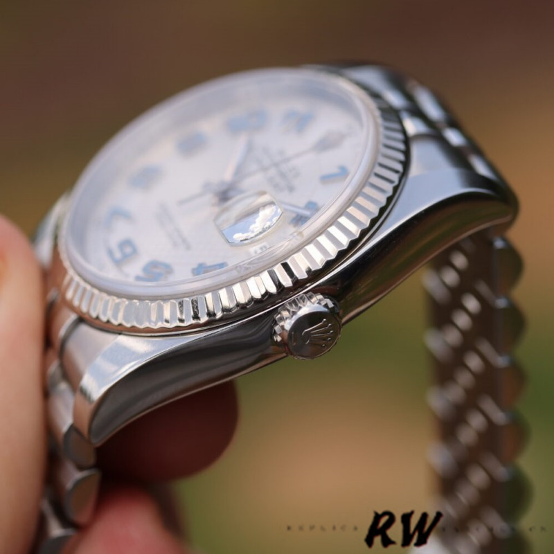 Rolex Datejust 116234 Silver Dial Blue Arabic Numeral Hour Markers 36mm Unisex Replica Watch