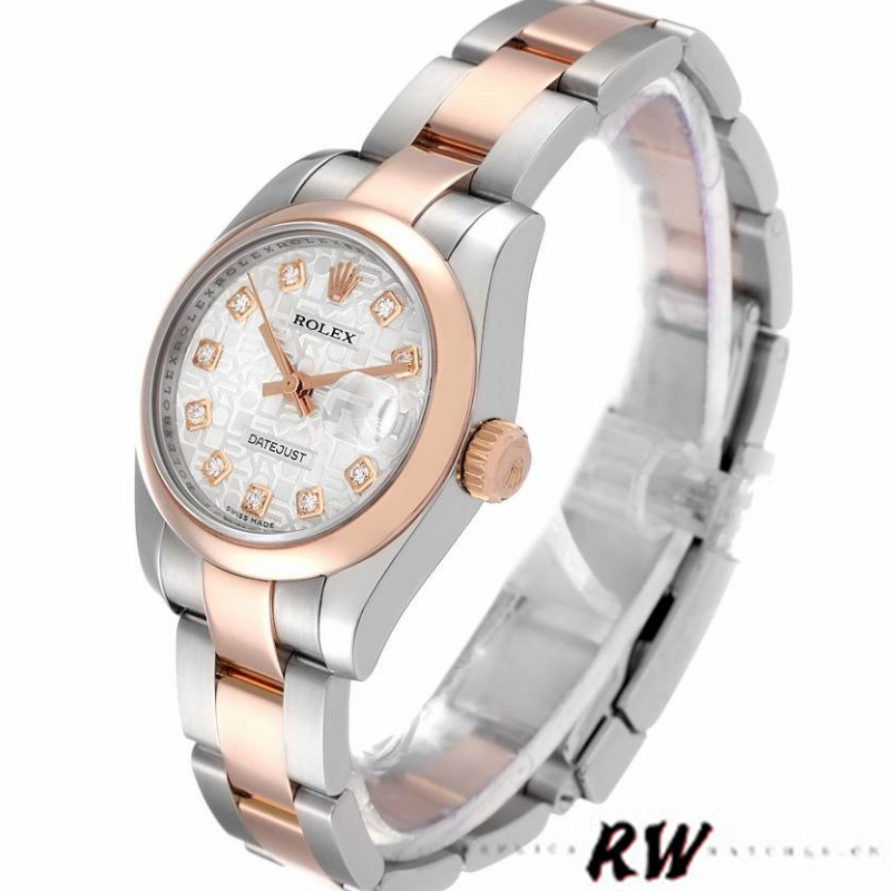 Rolex Datejust 179161 Stainless Steel and Everose Gold Silver jubilee anniversary Dial 26MM Lady Replica Watch