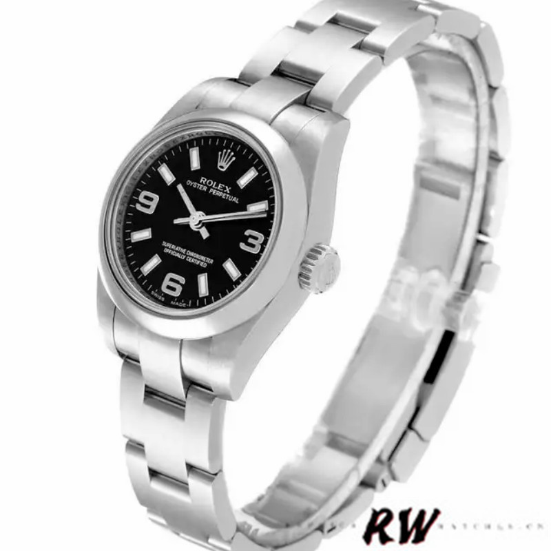 Rolex Oyster Perpetual 176200 Black Dial Stainless Steel 26MM Lady Replica Watch