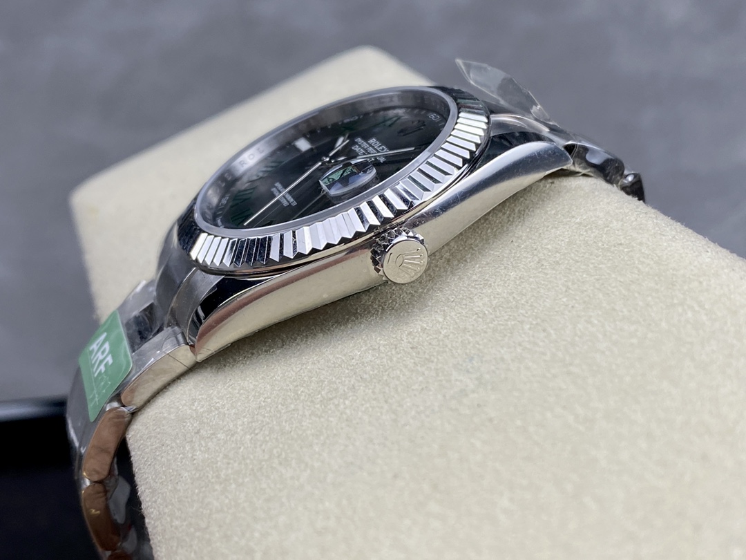 Rolex Datejust m126334 0021 Fluted Bezel Grey Wimbledon Dial 41MM Mens Replica Watch