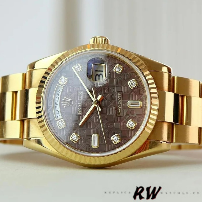 Rolex Day-Date 118238 Black MOP Diamond Dial 36mm Unisex Replica Watch