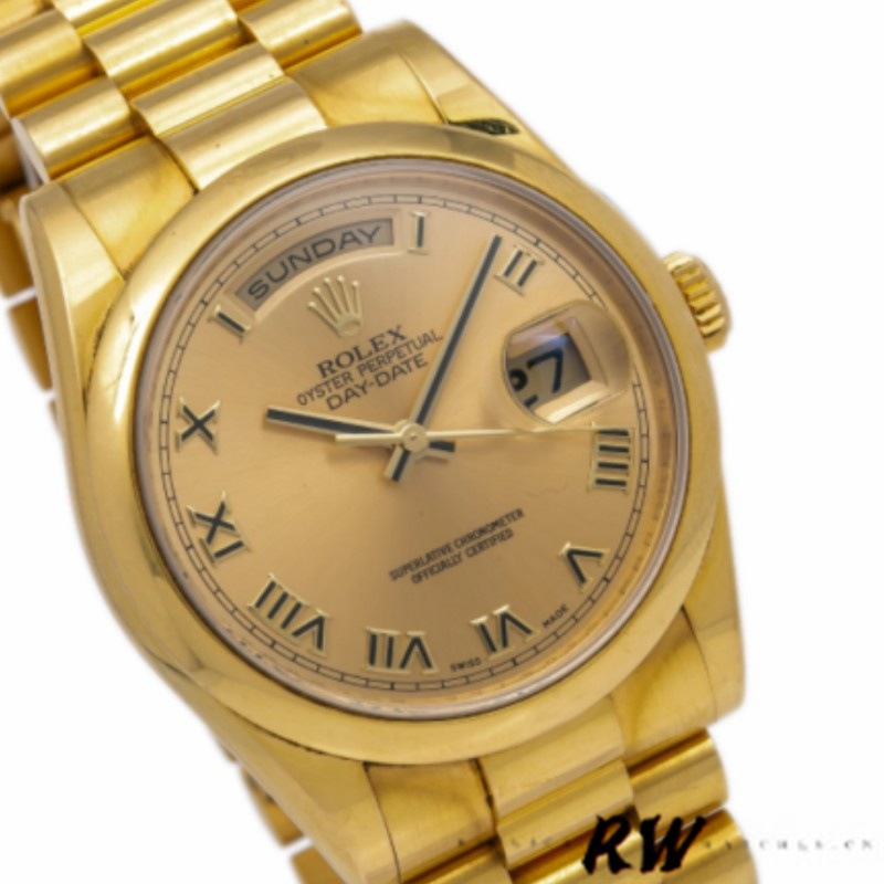 Rolex Day-Date 118208 Champagne Dial Roman Numerals 36mm Unisex Replica Watch