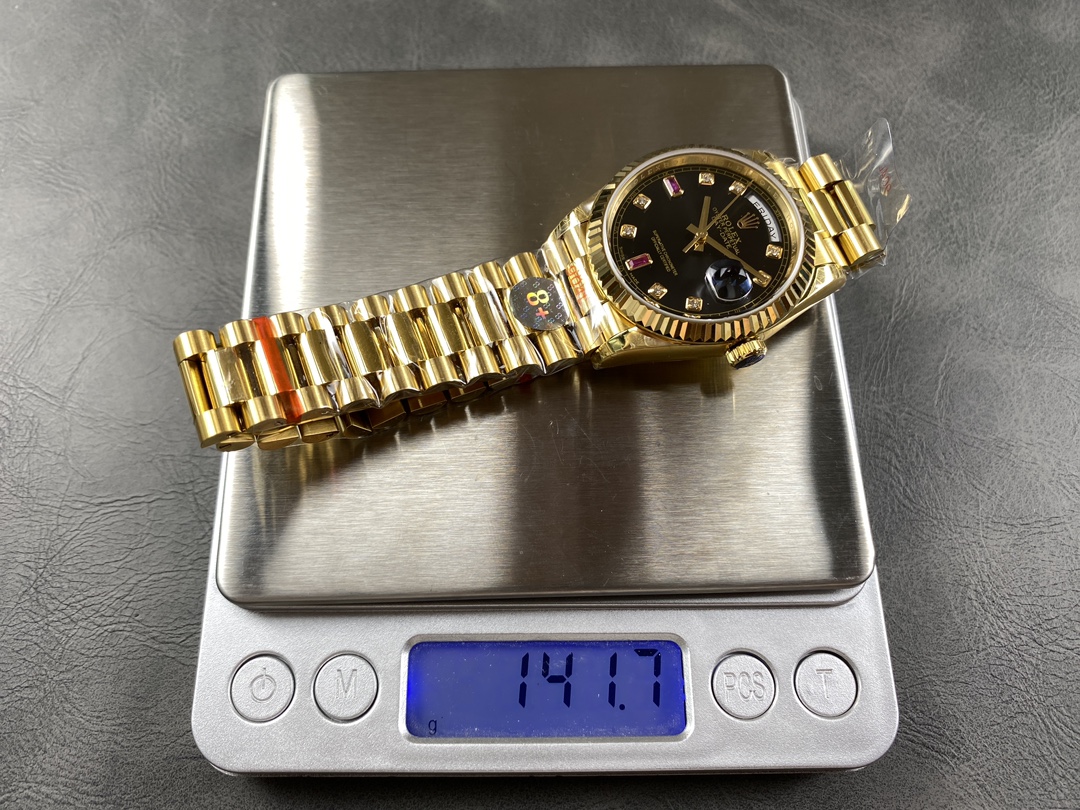 Rolex Day Date 118238 Black Diamond Dial Fluted Bezel 36mm Mens Replica Watch