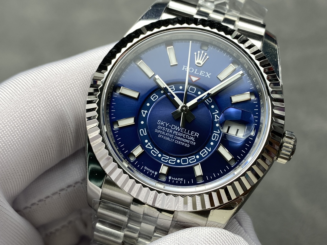 Rolex Sky-Dweller 42 m336934 0006 Fluted Bezel Blue Dial Replica Watch