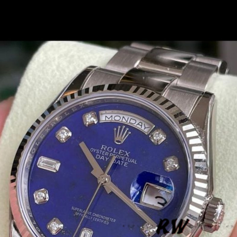 Rolex Day-Date 118239 White Gold Diamond Lapis Lazuli Blue Dial 36mm Unisex Replica Watch