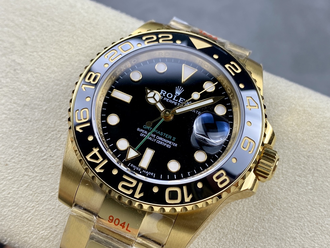 Rolex GMT Master II 40mm Black Dial 116718LN 18k Yellow Gold Men's Watch