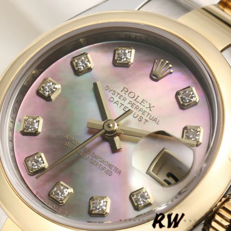 Rolex Datejust 179163 Black Mother of Pearl Dial Domed Dezel 26MM Lady Replica Watch