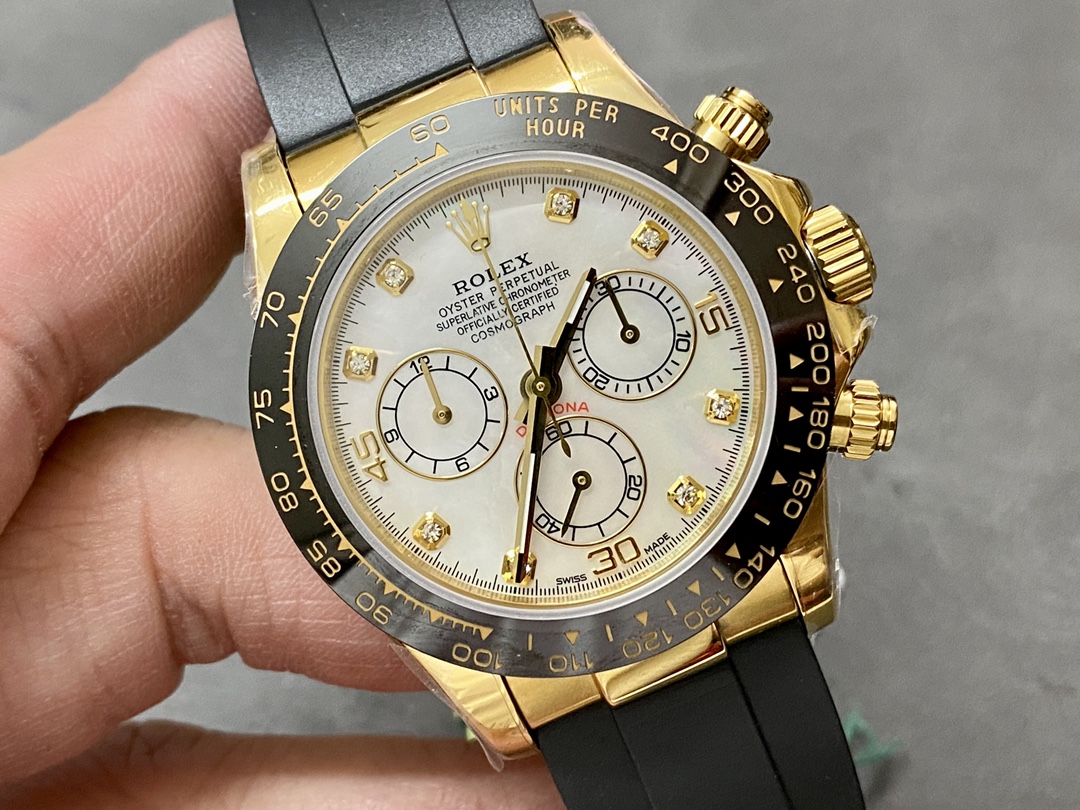 Rolex Daytona 116518LN Rubber Strap MOP Diamond Dial 40mm Mens Replica Watch